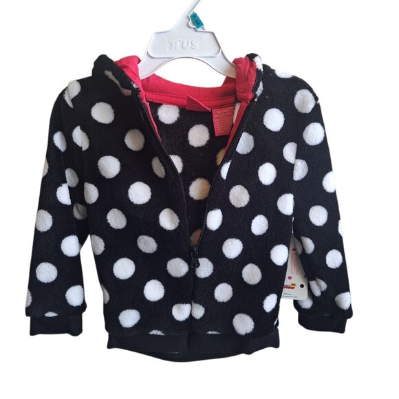 Disney Minnie Mouse Toddler Zipper Cosplay Hoodie Black White Polka Dots 18-24mo - Picture 5 of 9